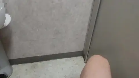 Guy Masturbates in Public Toilet