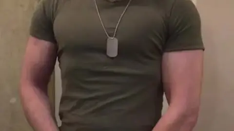 Muscular Army Guy Flexes and Cums