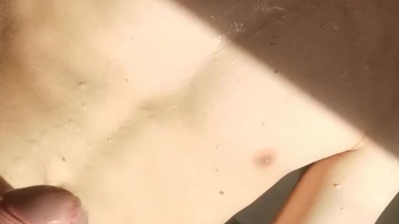 Guy Covers Body in Cum