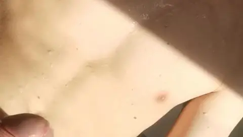 Guy Covers Body in Cum