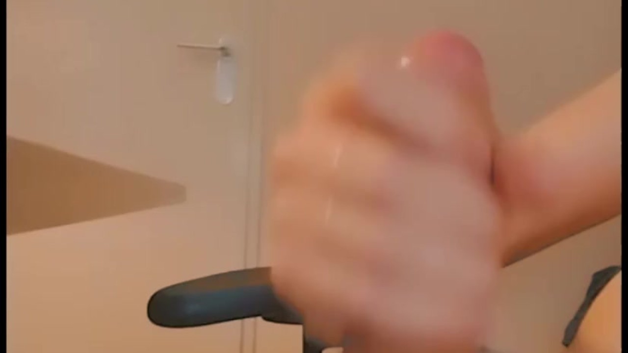 Twink Masturbates Behind Desk and Cums