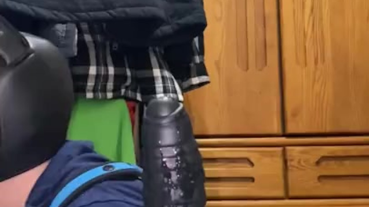 Pup Plays with Toy, Deepthroats and Cums