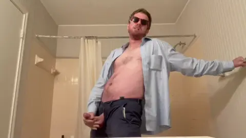 Guy Strokes Dick to Orgasm with Squeezed Testicles