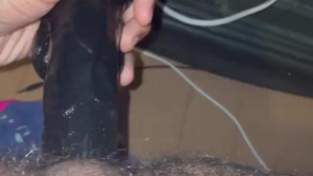 Hairy Guy Gets Anal Fucked with Black Dildo