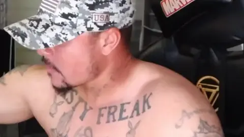 Military Guy Rides Pink Dildo on Gaming Chair
