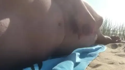 Beach Guy Cums Outside with Big Load