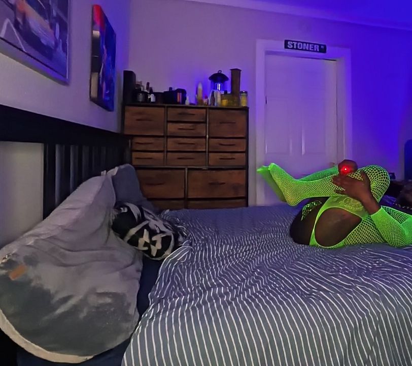 Twink Wears Neon Green Fishnets for Erotic Tease