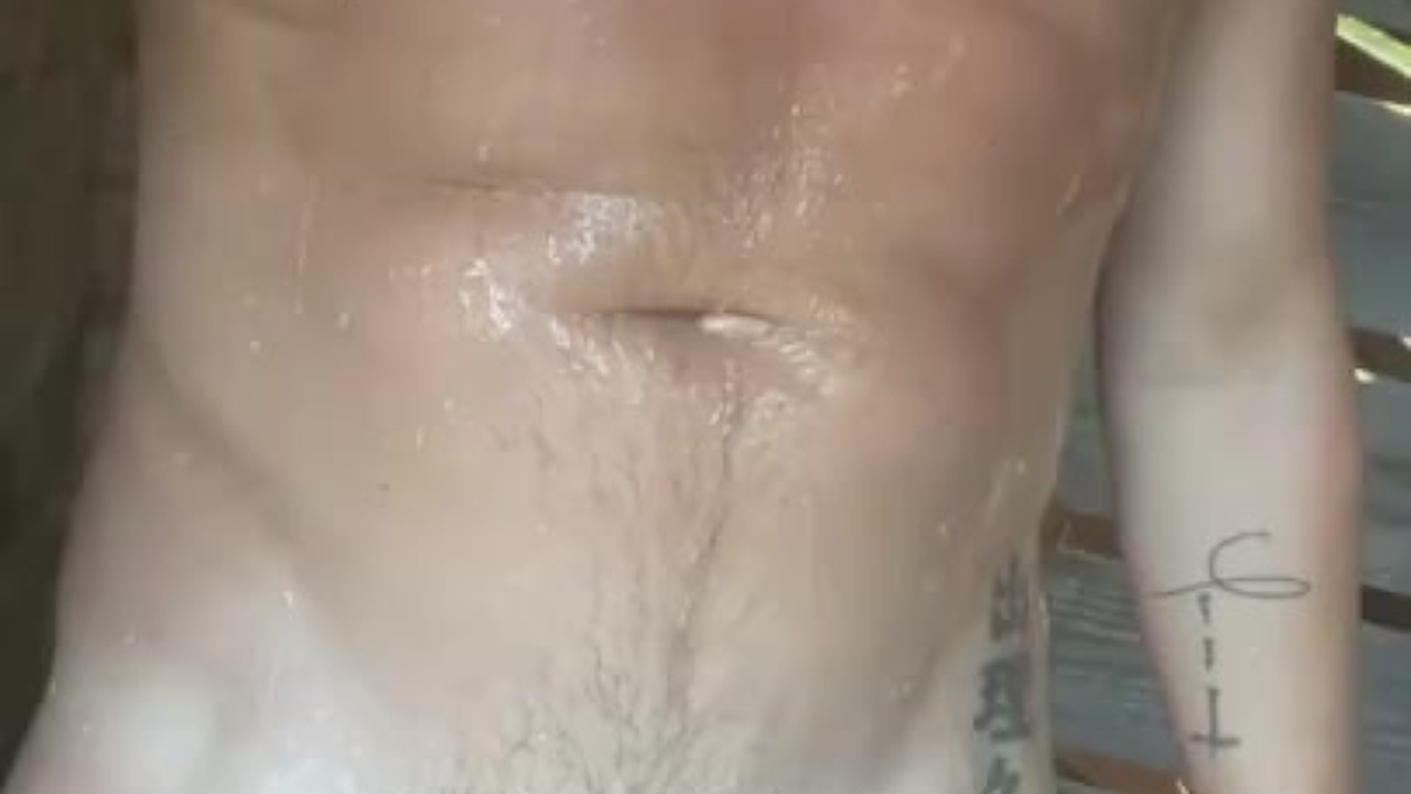 Daddy Type Enjoys Outdoor Shower Solo