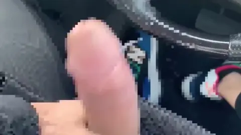 Huge Dick Guy Masturbates in Car