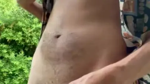 Petite Guy Masturbates in Garden