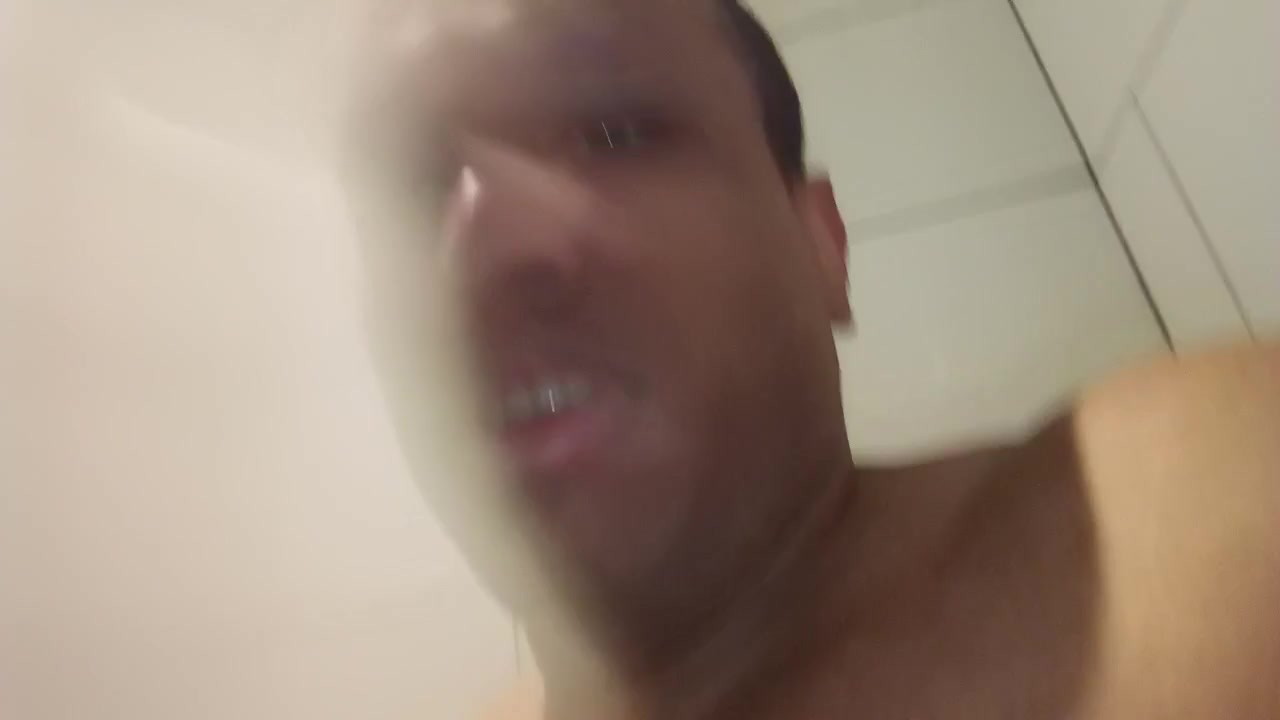 Horny Guy Jerks Off Big Dick in Shower