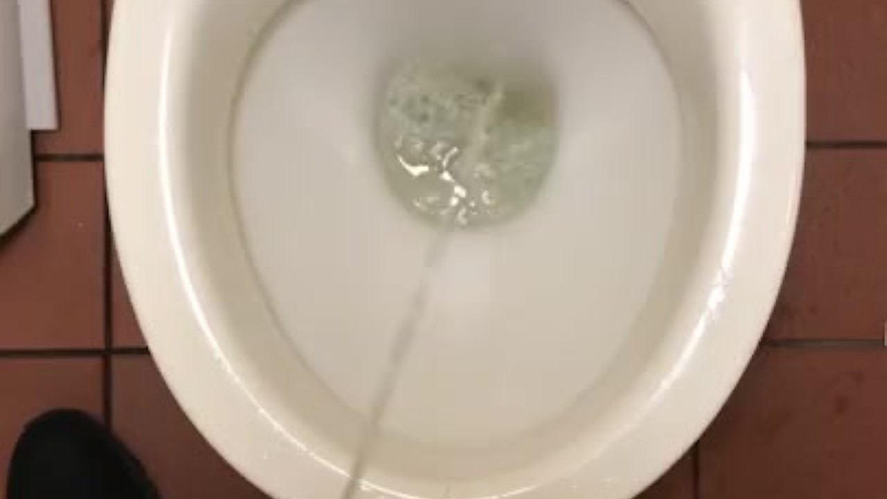 Gay Man Pisses in Toilet
