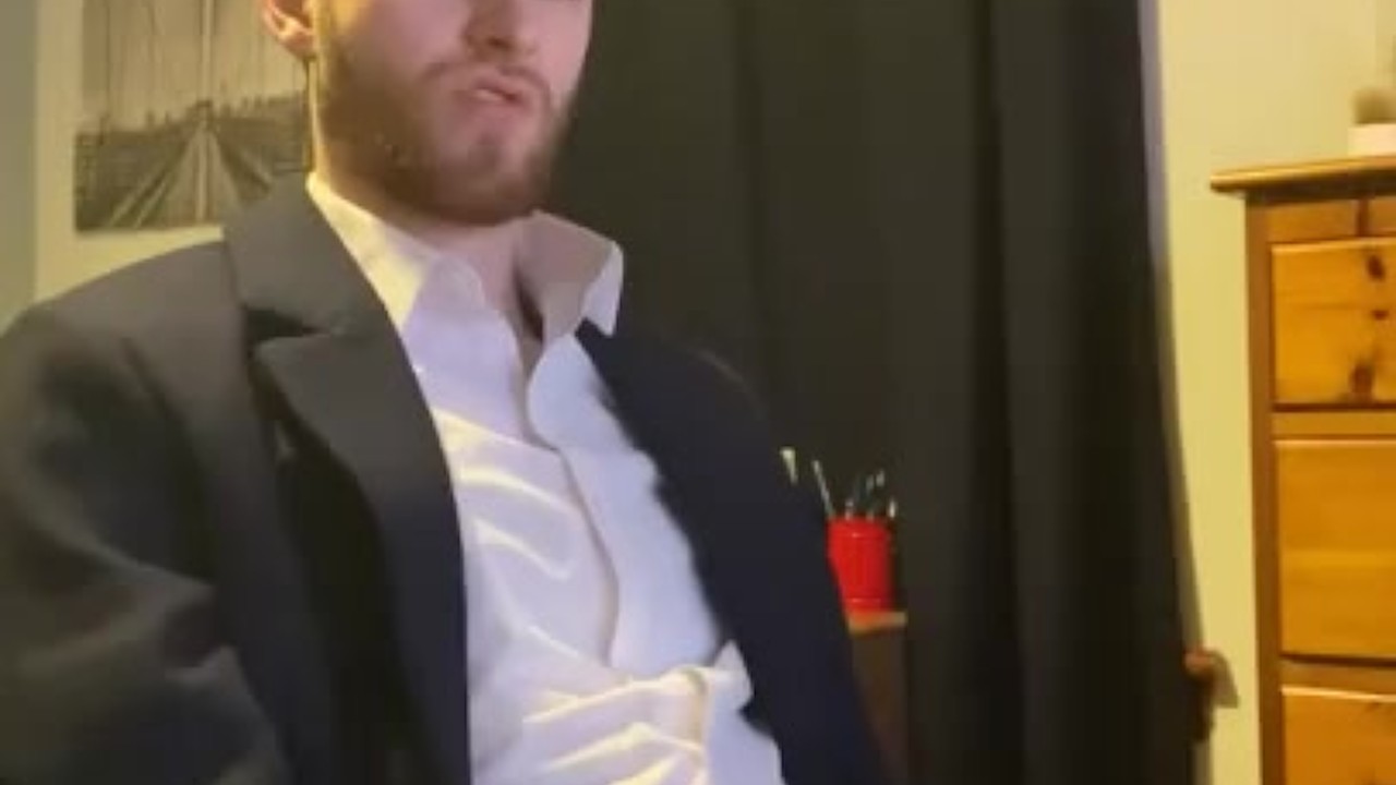 Office Worker in Suit Masturbates After Work