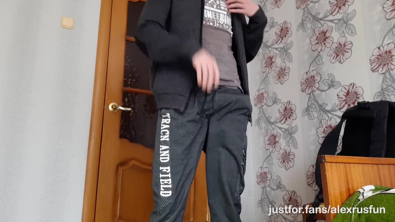 Teen in Sportswear Jerks Off Big Cock