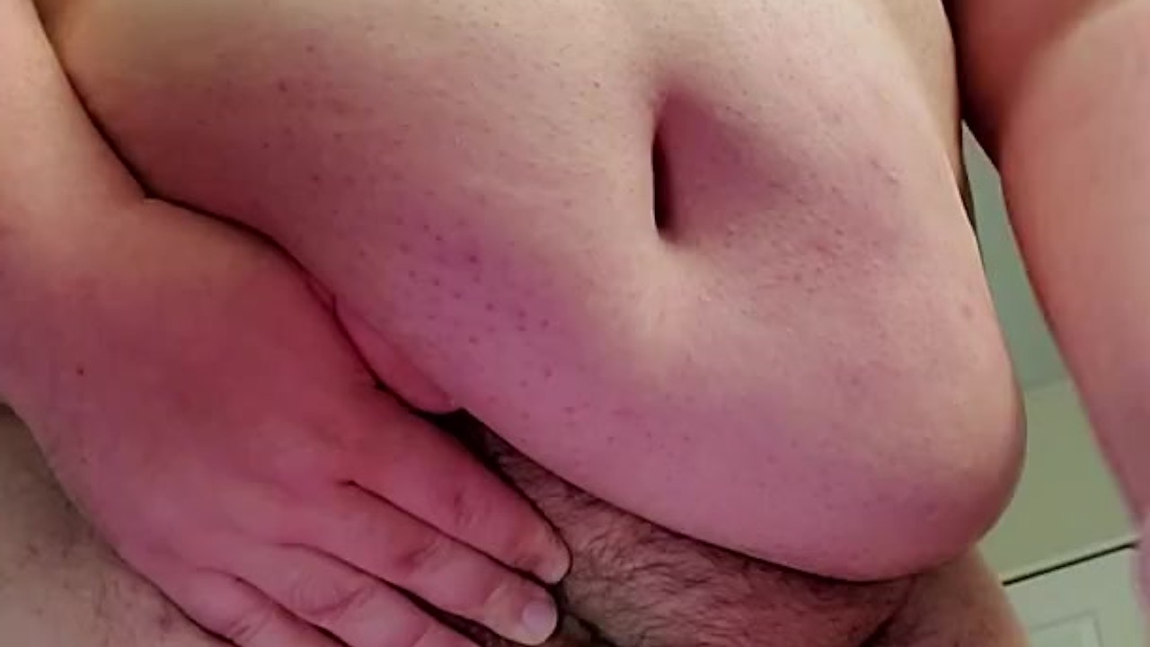 Chubby Guy Enjoys Foreskin Play and Cum