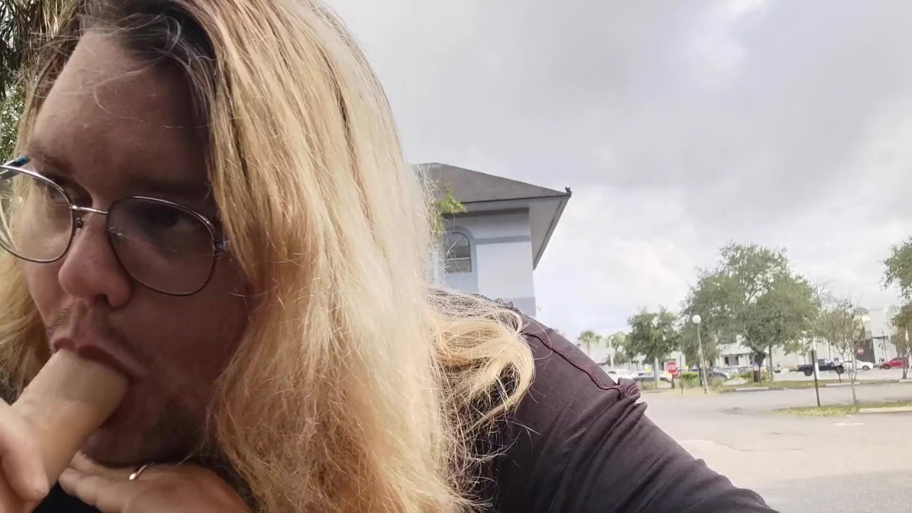 Public Blowjob with Dildo in Parking Lot
