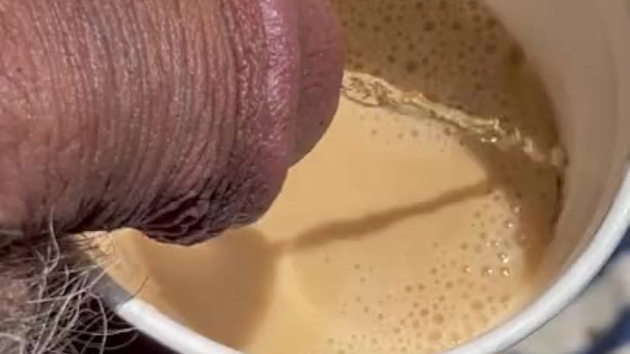 Guy Drinks Piss from Coffee Cup