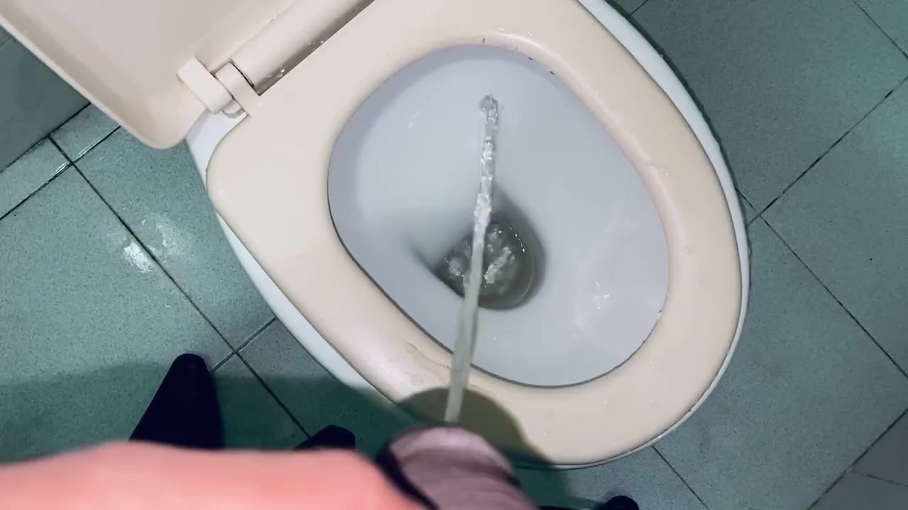 Uncut Dick Pissing in Public Bathroom
