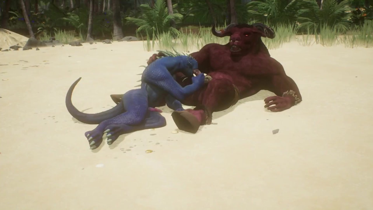 Furry Dragon Gives Blowjob to Monster