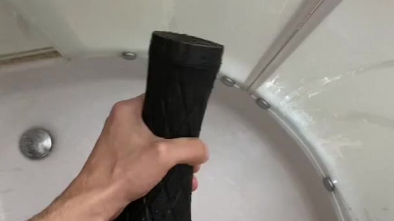 Solo Guy Masturbates with Toy in Shower