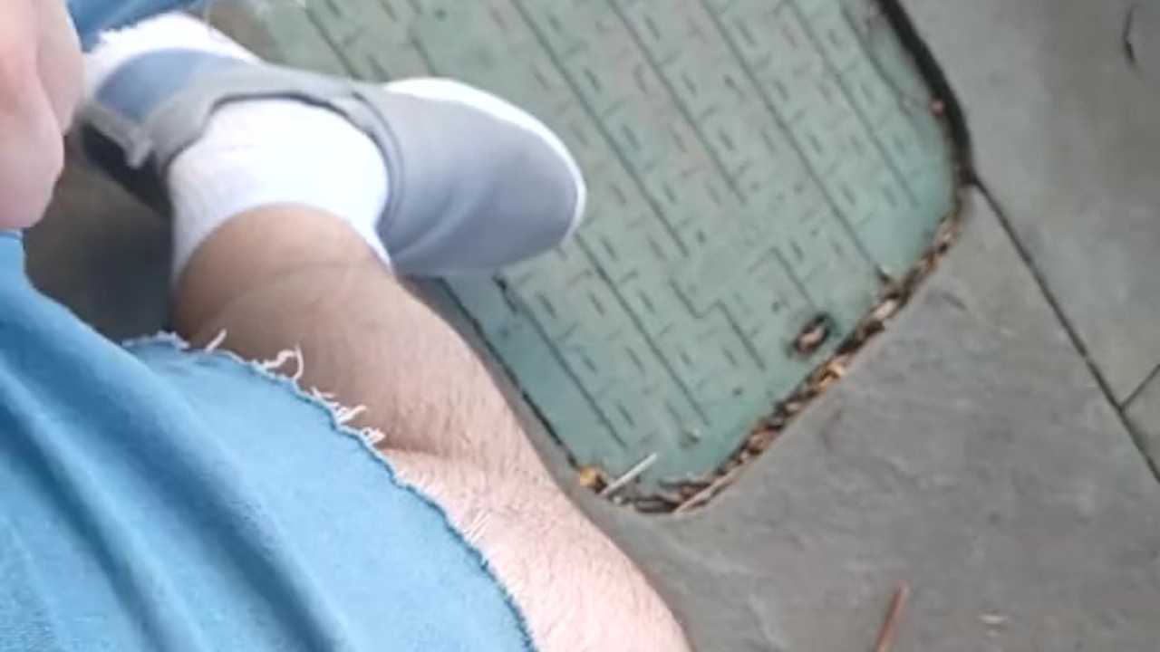 Gay Couple Teases with Rubbing in Public Park