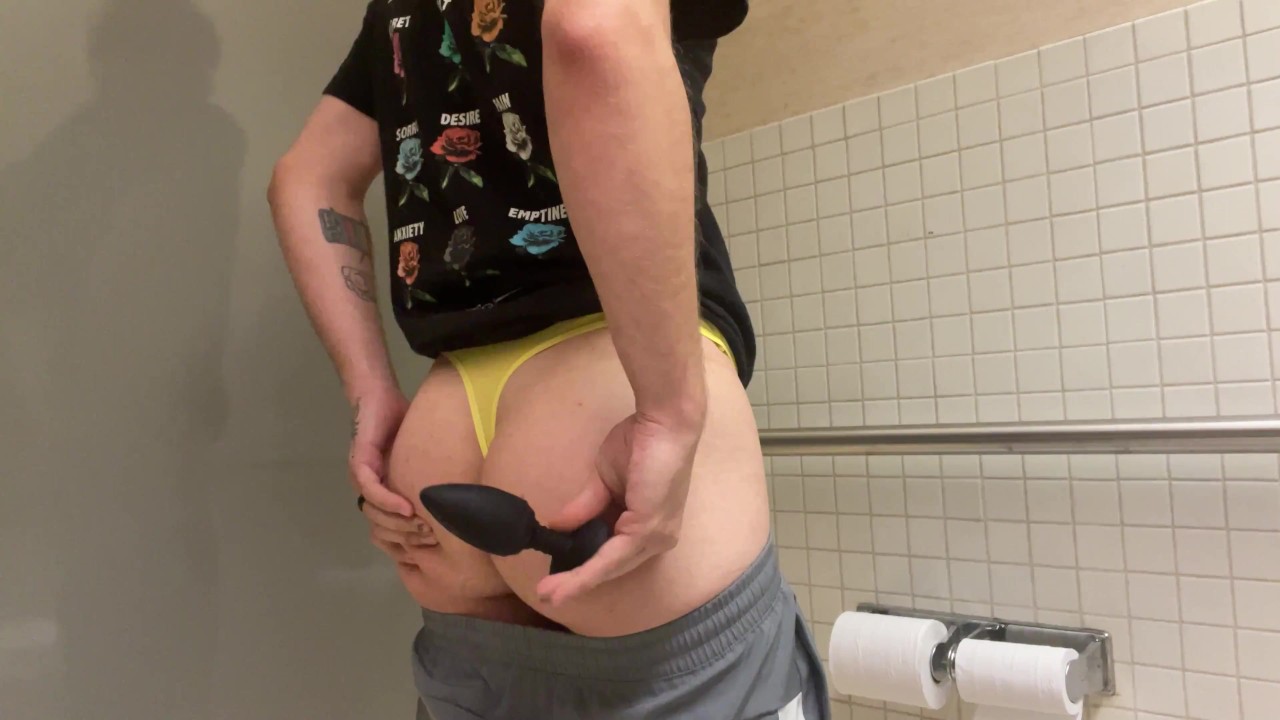 Guy Plays with Buttplug in Calvin Thong
