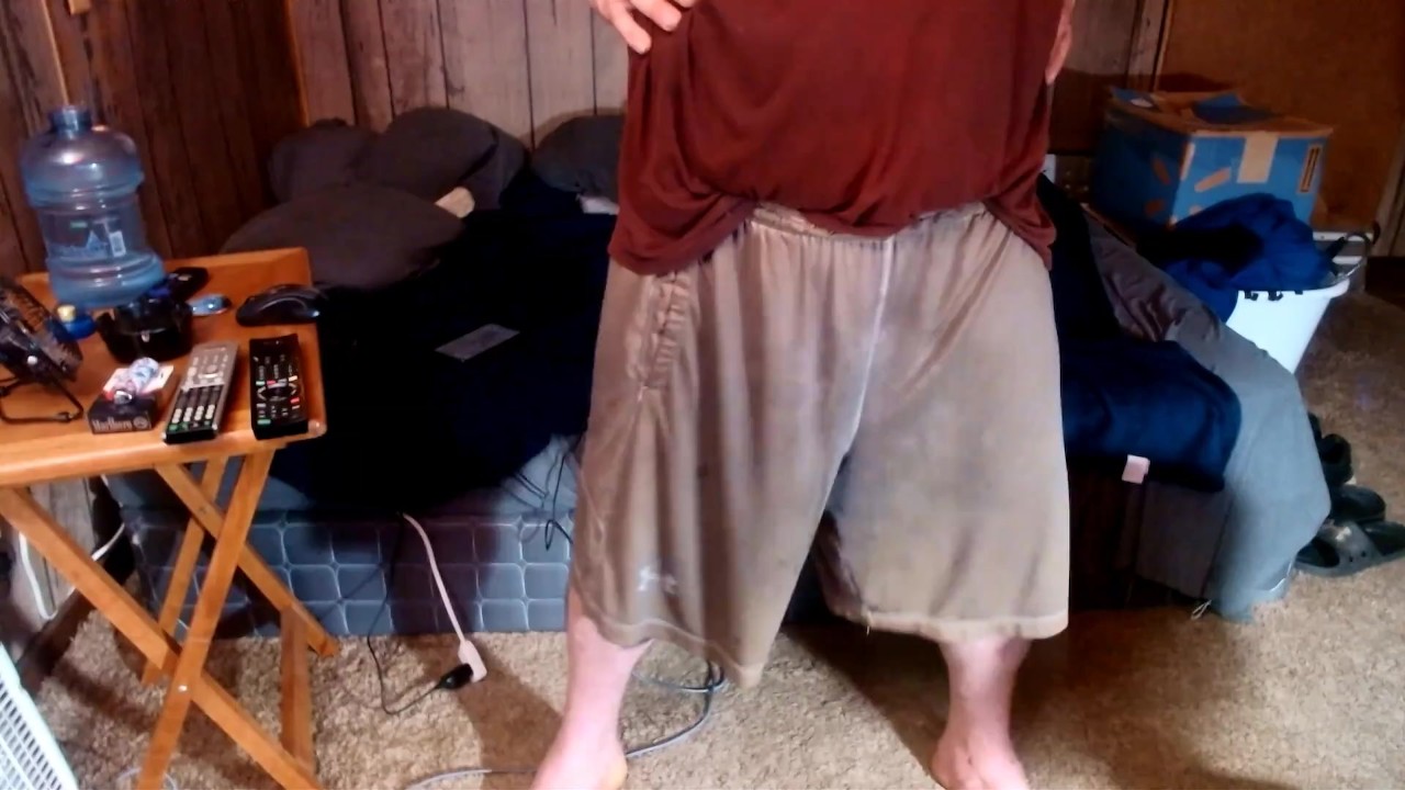 Horny Guy Leaks in Under Armour Shorts