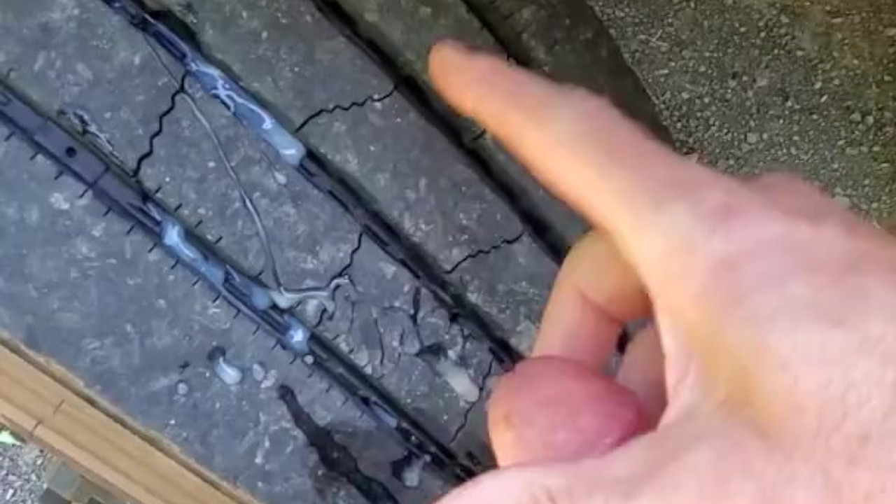 Guy Jerks Off in Work Truck, Cums Outside