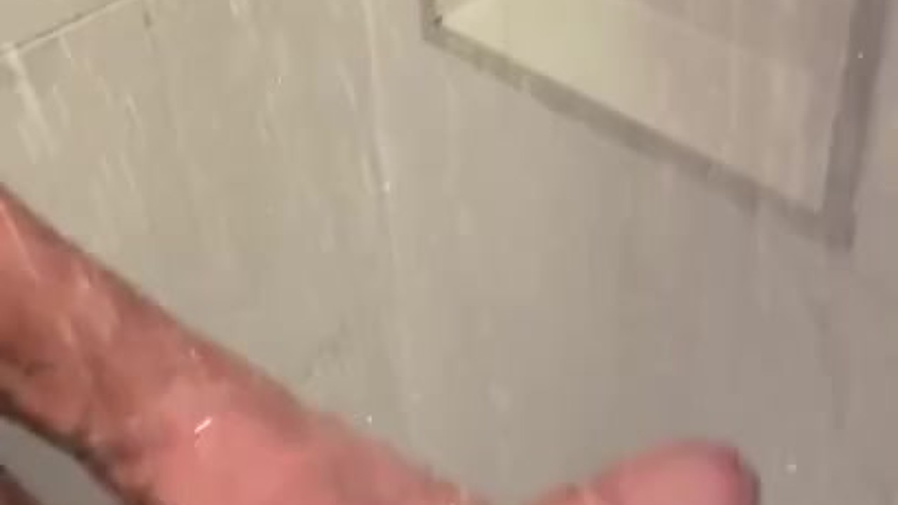 Muscular Jock Plays with 9 Inch Cock in Shower