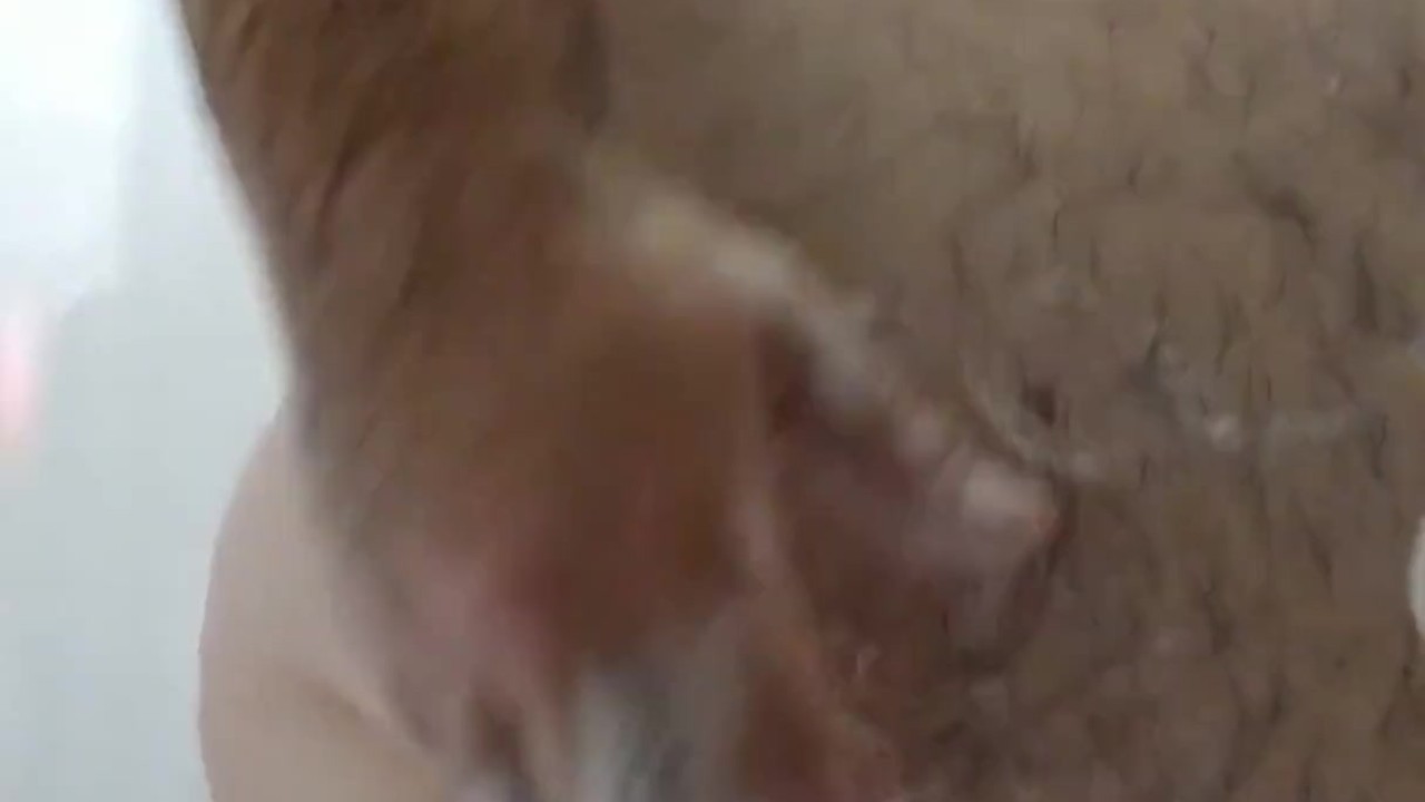 Hairy Daddy Masturbates in Shower