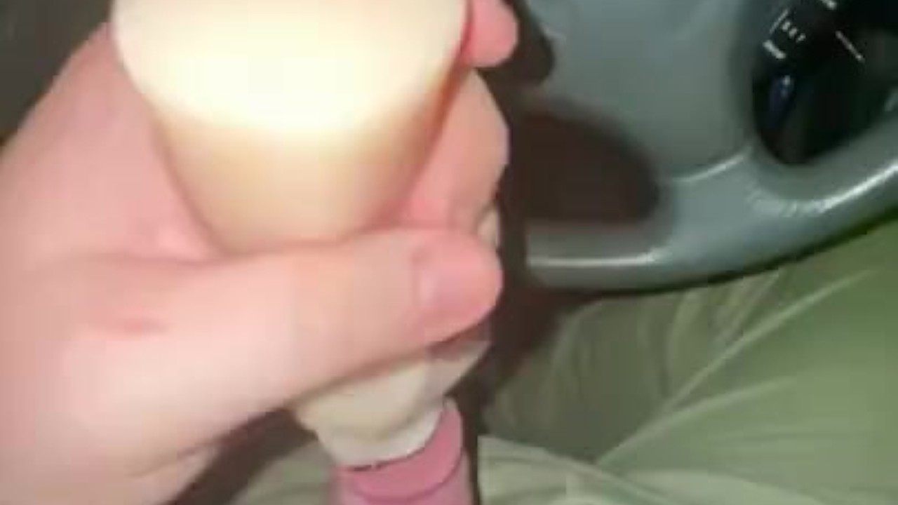 Guy Fucks Toy in Car and Cums