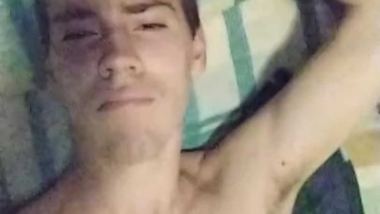 Gay Hunk Strips and Starts Masturbating