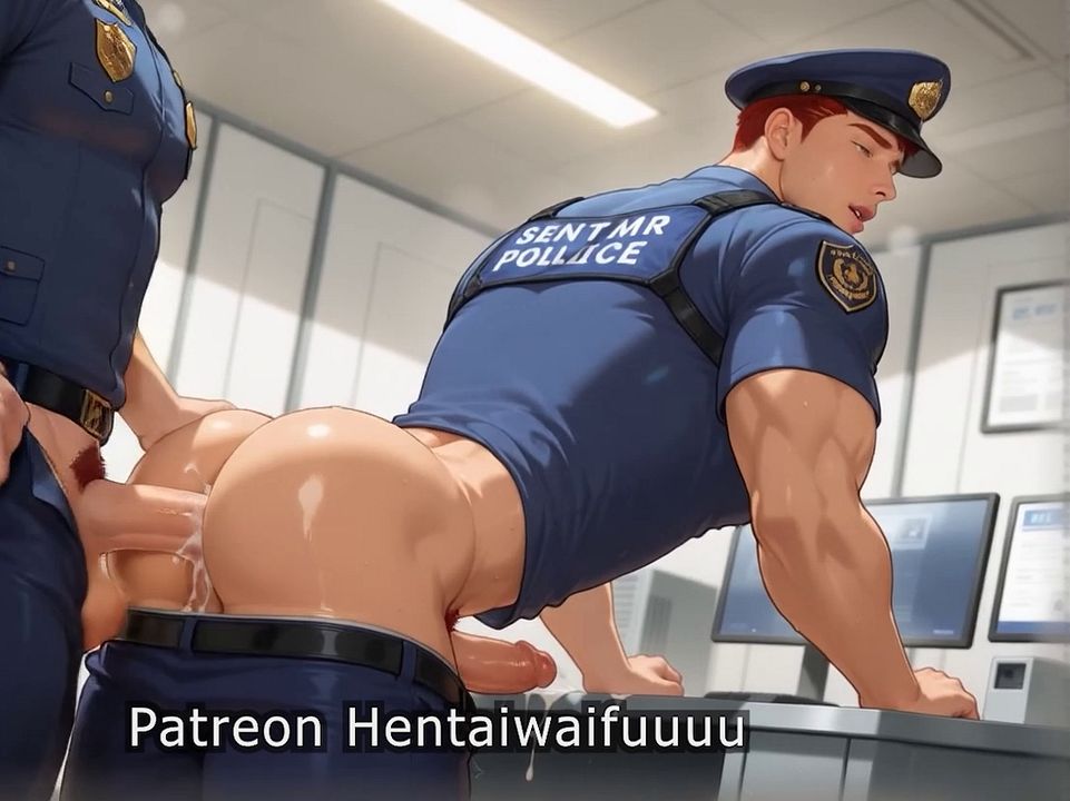 Muscular Red-Haired Cop Dominated by Partner