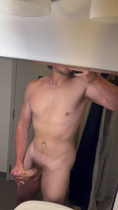 Tall Guy Shows Off His Big White Cock