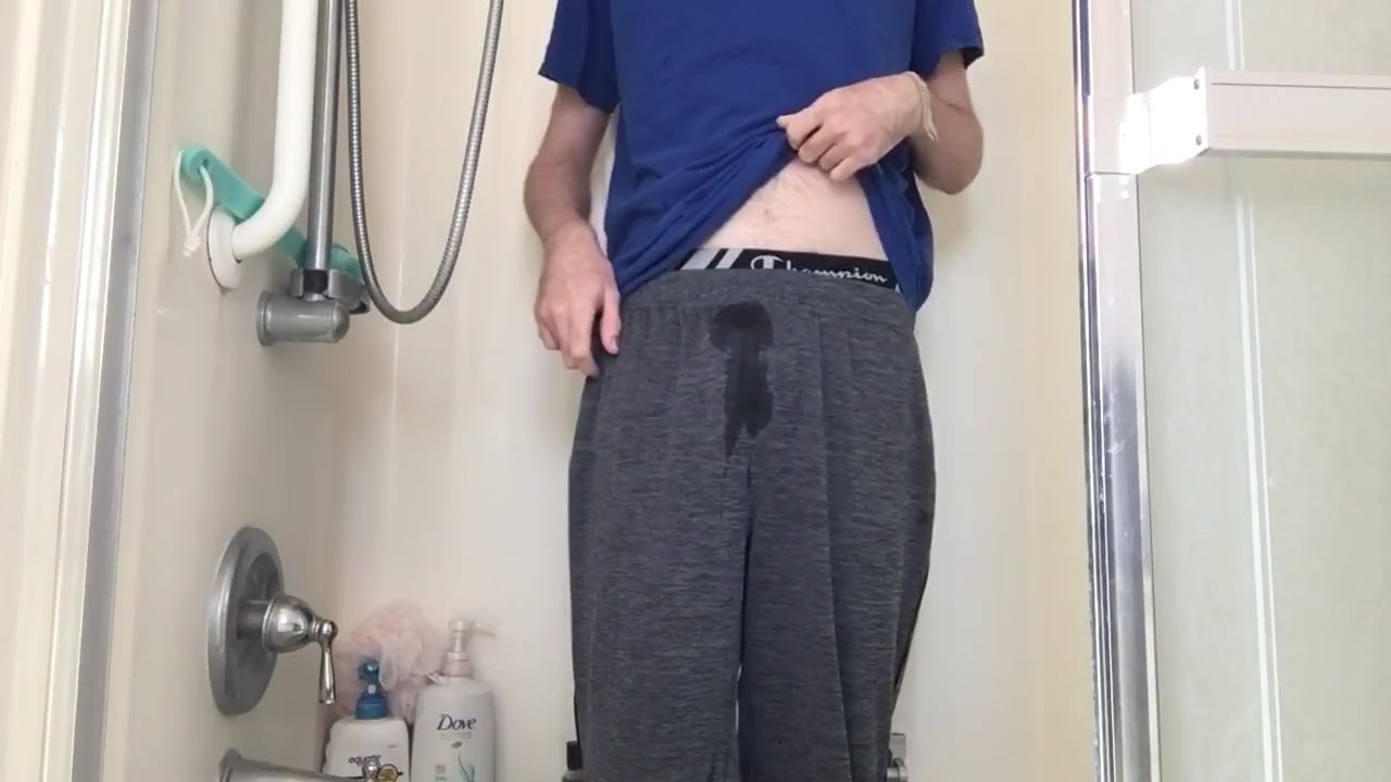 Gay Guy Pisses Pants, Jerks Off to Orgasm