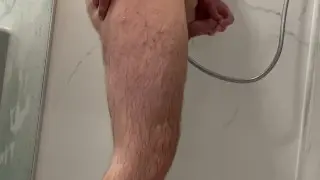 Chubby Bear Wanks His Small Penis in Shower Scene