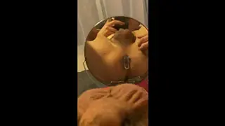 Twink Uses Plug and Lube While Looking at Himself in Mirror